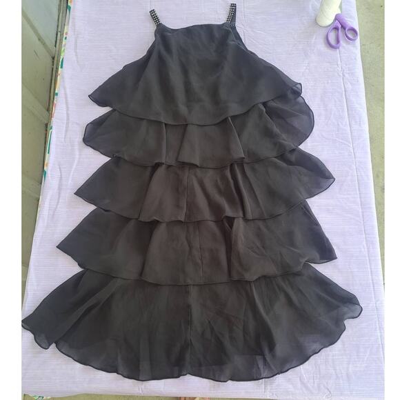 Black Vintage Style Classy Cocktail Layered Rhinestone Strap Party Dress Size 6 - Picture 4 of 5